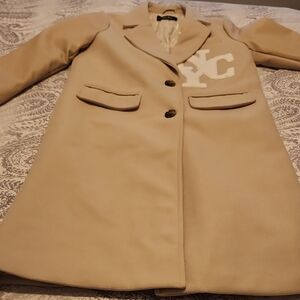 AKIRA Tan Varsity Jacket with White Logo